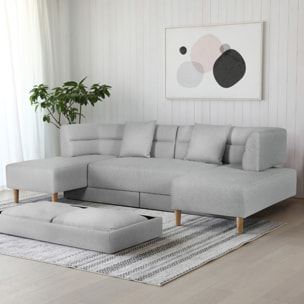 Canapé 4 places multifonction en tissu gris clair COLIN