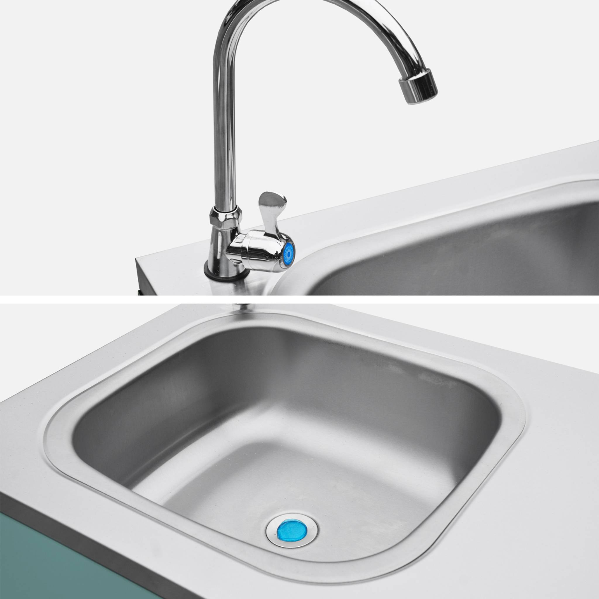 Cuisine d'extérieure en acier bleu gris avec évier L120cm