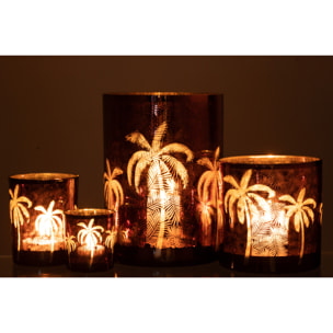 J-Line photophore Palmier - verre - marron - extra large
