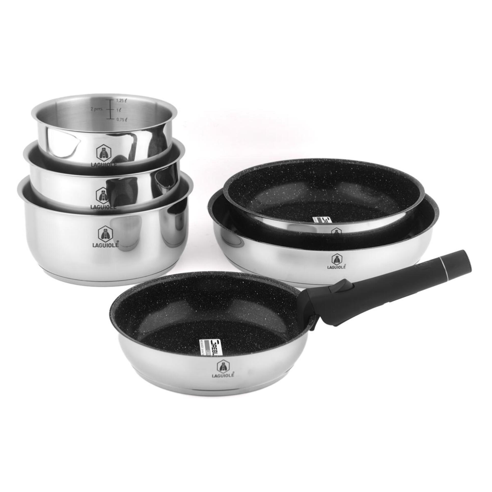 Set de 7 pièces inox amovible antiadhésif - "Réactif"