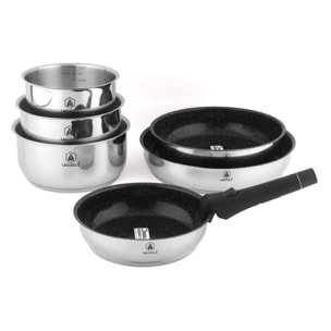 Set de 7 pièces inox amovible antiadhésif - "Réactif"