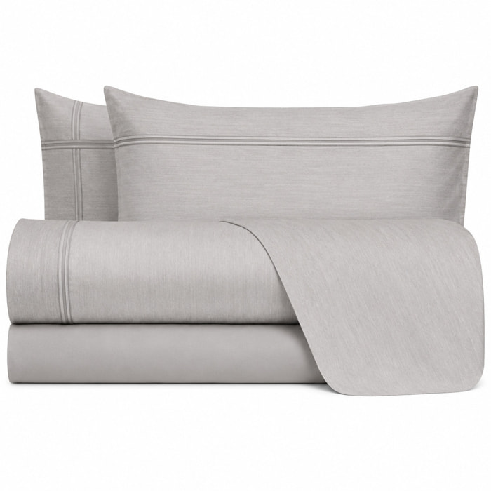 HERMET Completo Letto Matrimoniale in 100% Cotone_Volga_Grigio