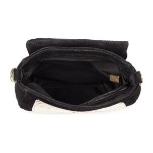 Altissimo bolso bandolera mujer. Piel auténtica Gamuza combinada con Gamuza Lacada brillante.