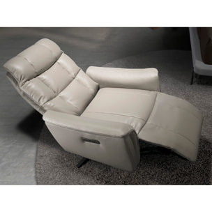 Sillón Angel Cerdá relax giratorio con reposabrazos con asiento y respaldo tapizados en piel de origen vacuno en gris patas de acero inoxidable en epoxi negro 85x80x106cm