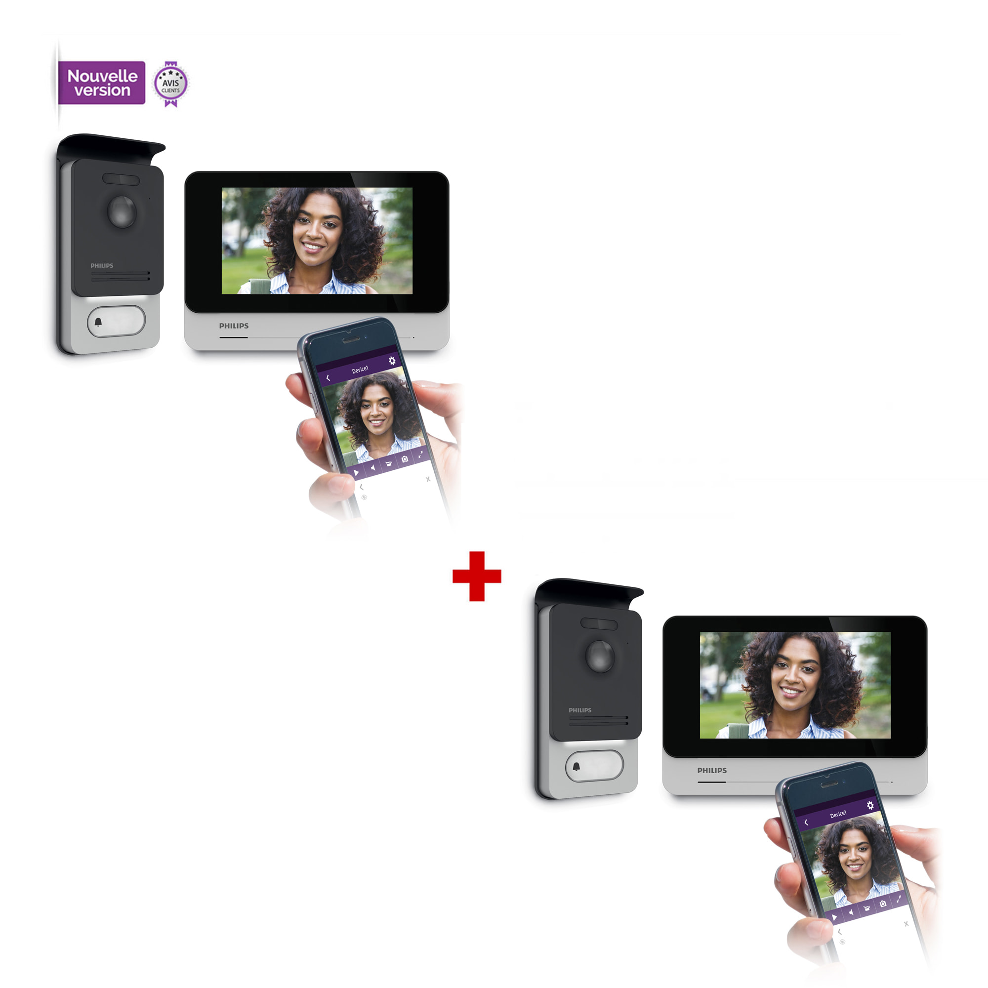 Visiophone connecté smartphone - WelcomeEye Connect 2 - Philips - 531036 - 2 kits visiophones Conne