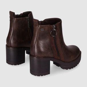 Botines de Piel Sintética - Marron - Tacón: 6 cm