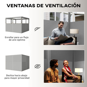 4 Paredes Laterales para Cenador, 3x3 m, Laterales de Carpa con 8 Ventanas de Malla Enrollables, Protección UV 30+, Impermeable, Reemplazo Lateral para Carpa de Jardín, Gris Claro