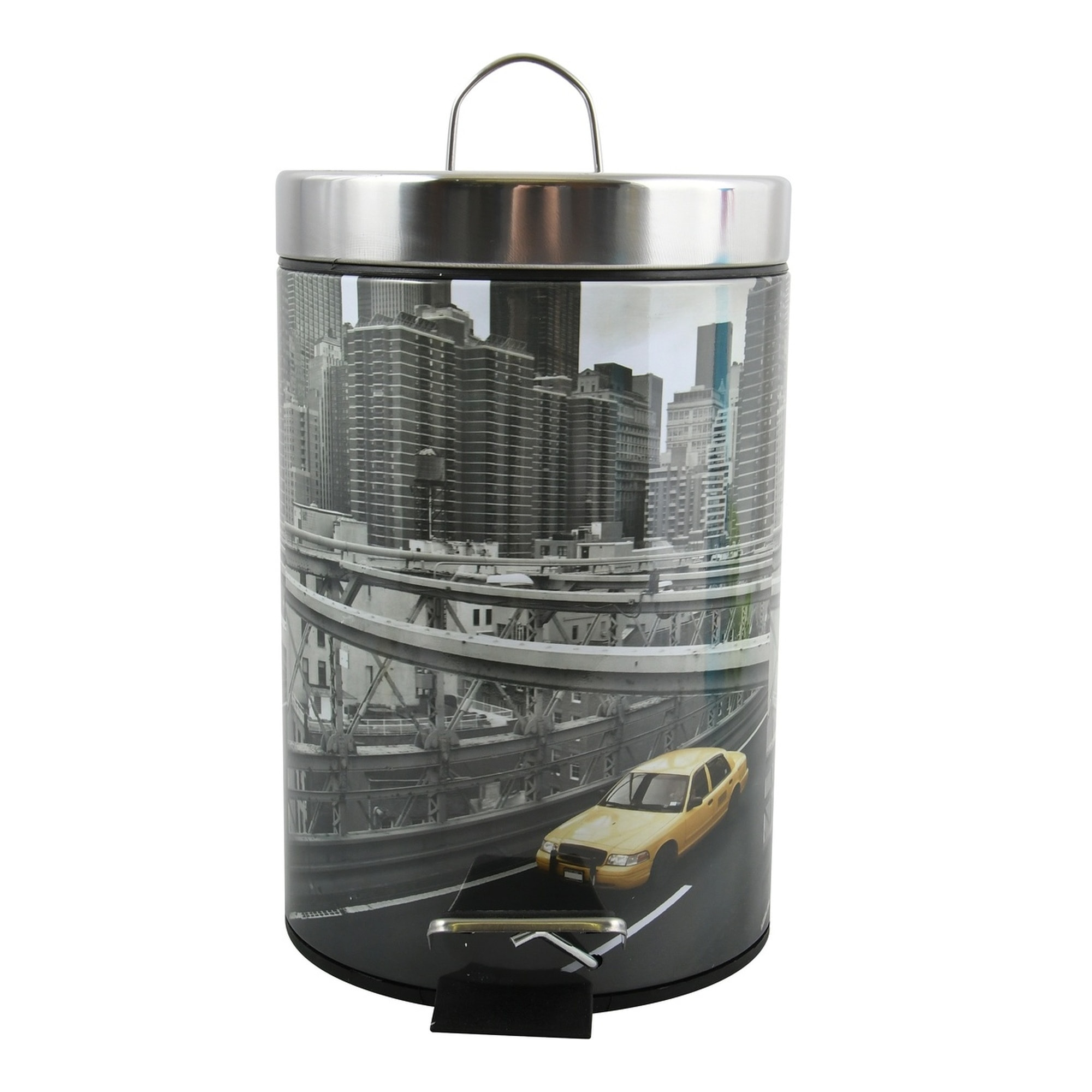 Cubo de basura 3l con tapa msv "new york" de acero inoxidable 16,5 x 25,6 cm