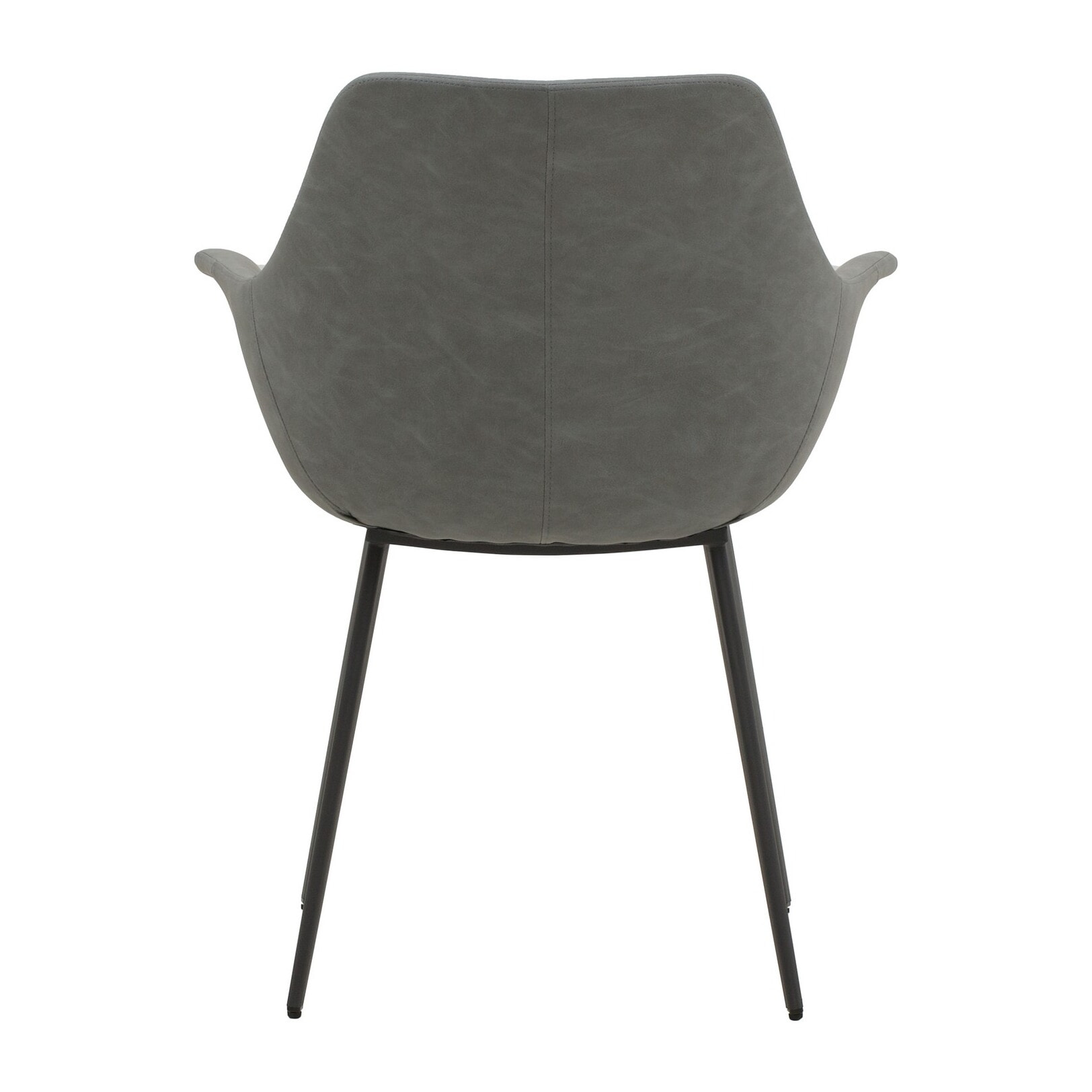 Set di 4 sedie MIRASIERRA in similpelle grigio e gambe in metallo nero, con braccioli