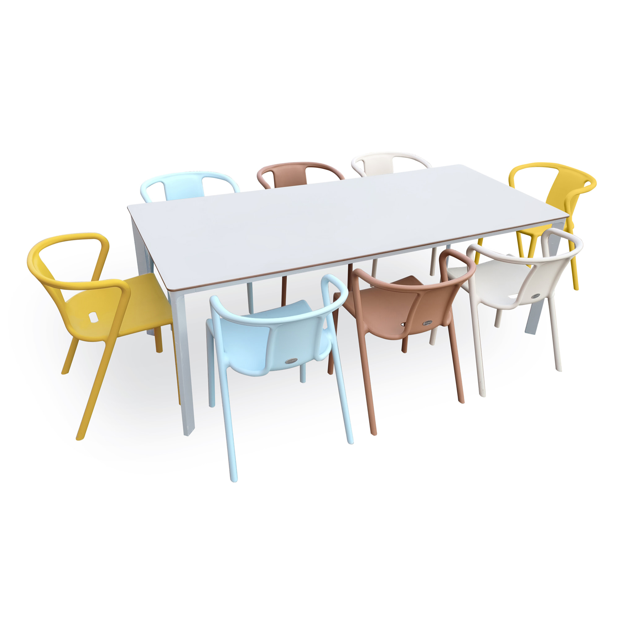 MEET - Ensemble repas de jardin 8 places en aluminium laqué