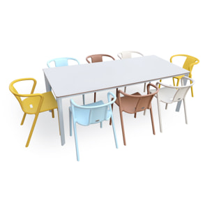 MEET - Ensemble repas de jardin 8 places en aluminium laqué