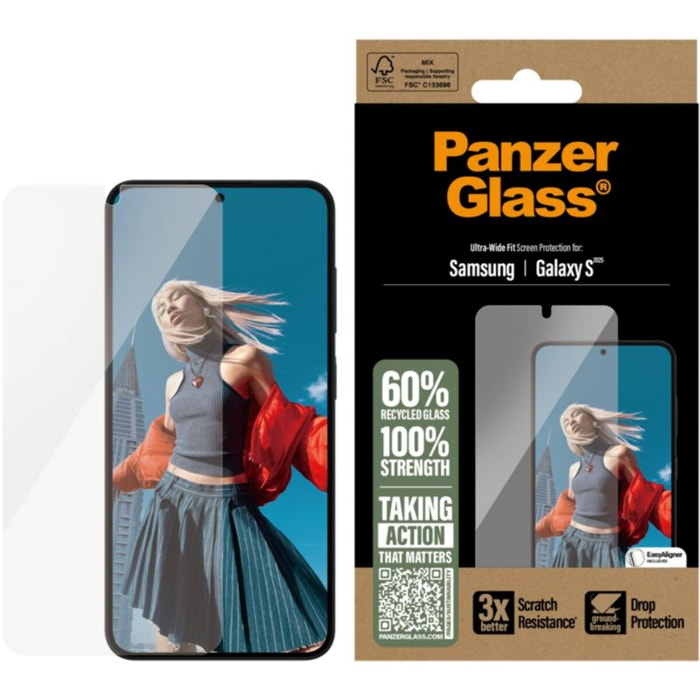 Protège écran PANZERGLASS Samsung Galaxy S25 Verre trempé