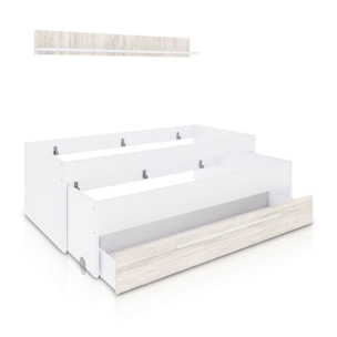 Cama doble juvenil con estante Nuit Blanco Artik (Blanco Mate) – Blanco Velho