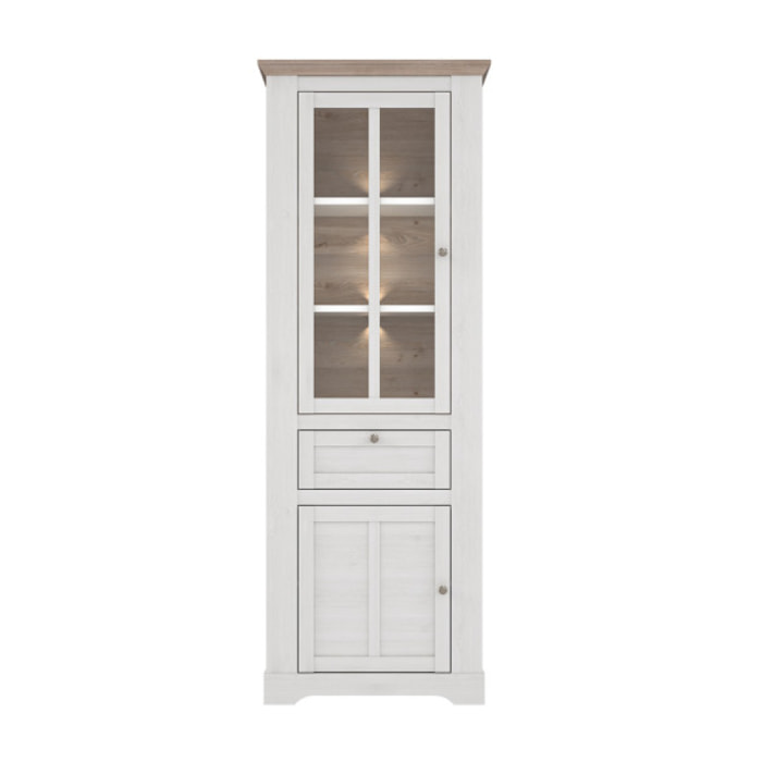 Vitrine en bois effet chêne clair blanchi L75cm - ILONA