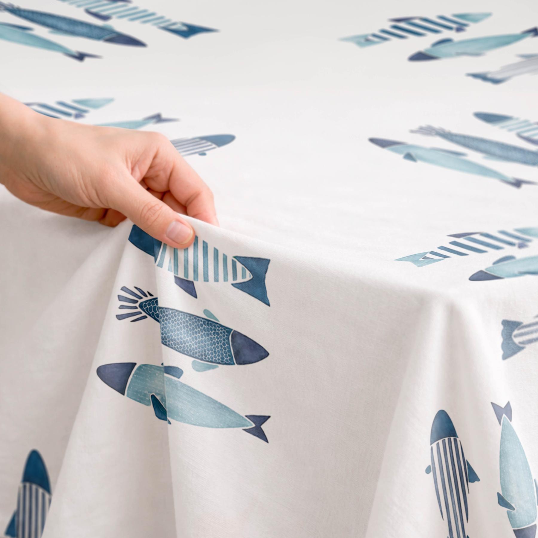 Nappe anti-taches CAPRI BLEU - en 100 % coton