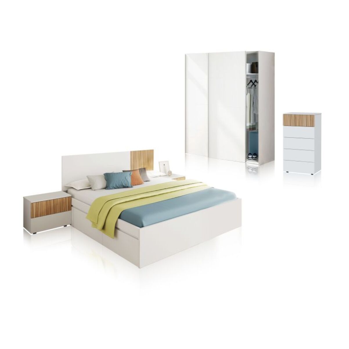 Dormitorio Nitza 5C Max V1 Blanco Artik (Blanco Mate) - Natur