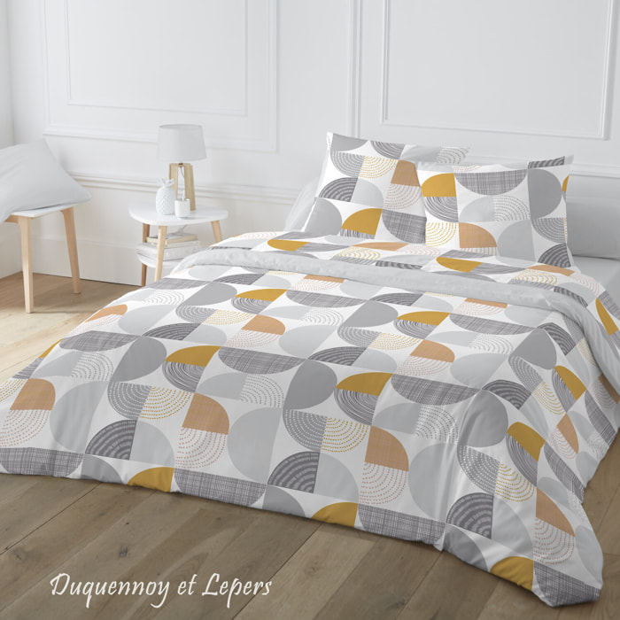 Parure de couette 100% coton motif géométrique - demi cercle