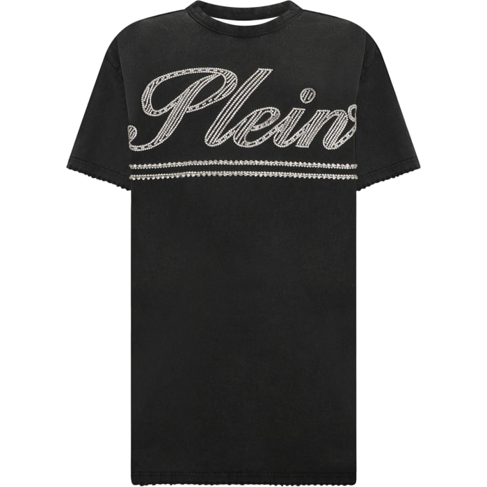 PHILIPP PLEIN Open Back T-Shirt Dress Strass Signature