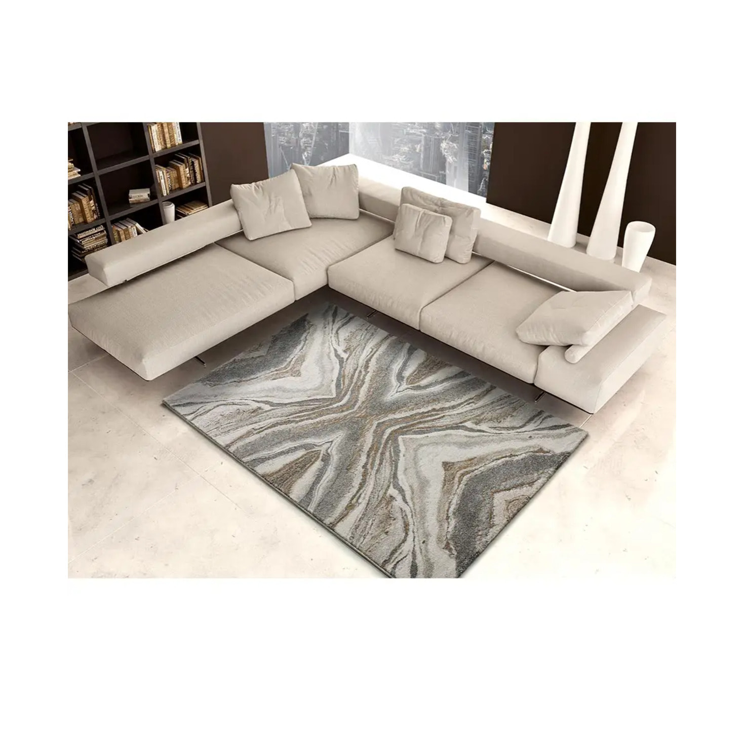 WEIMAR Alfombra abstracta de pelo corto beige, varias medidas disponibles.