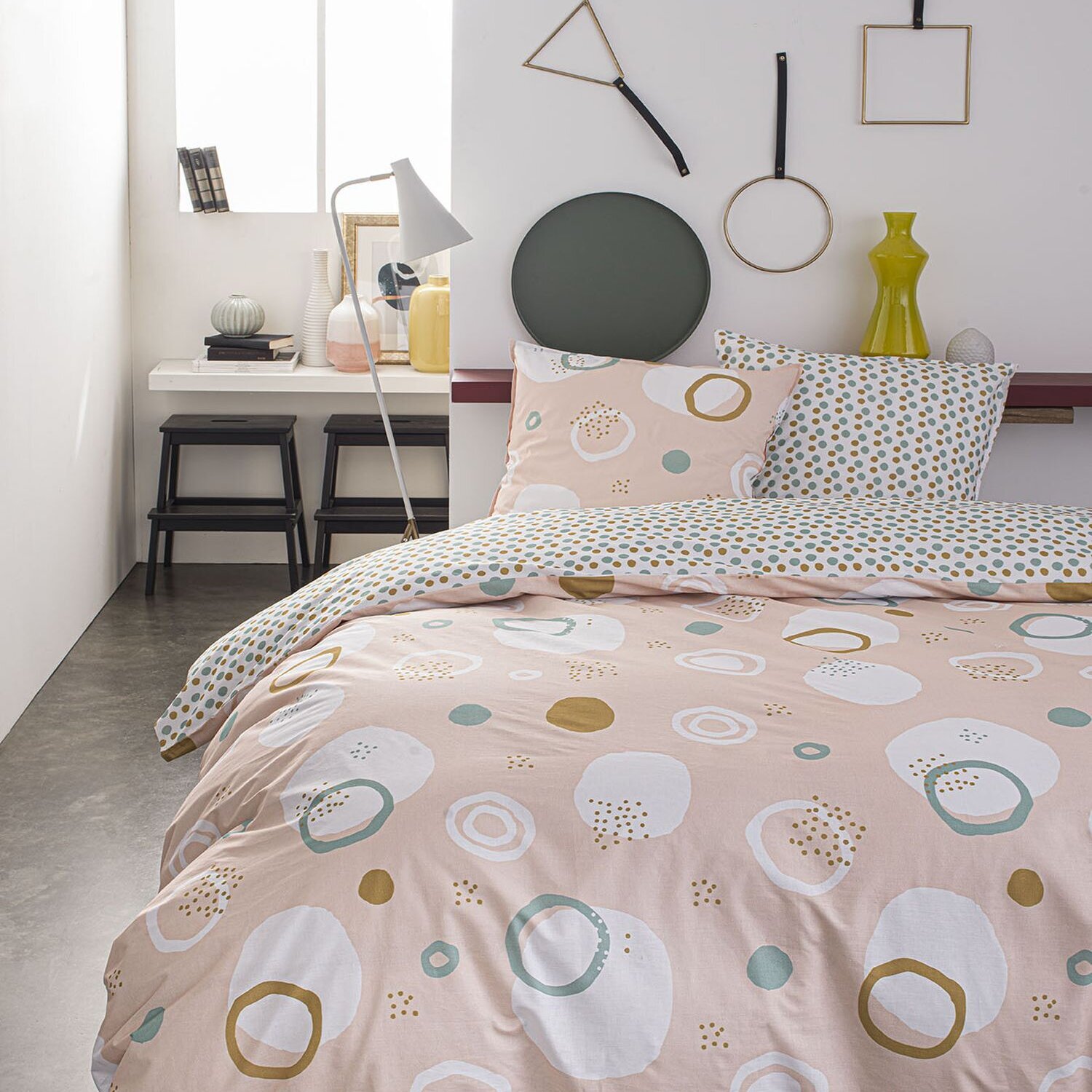 Parure housse de couette réversible 3pcs 100% coton 57fils sunshine