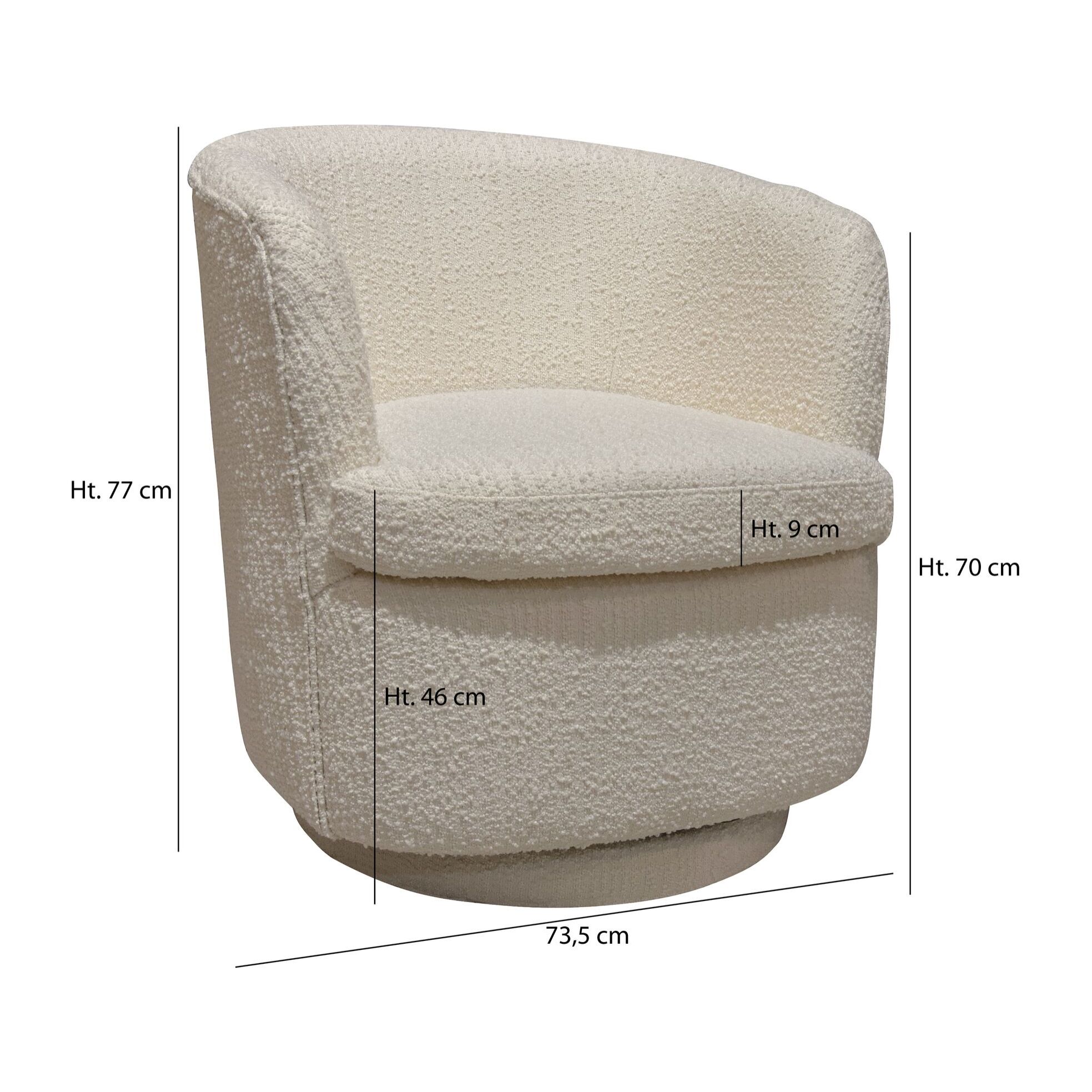 Fauteuil pivotant en bouclette blanche avec coffre de rangement  MALO