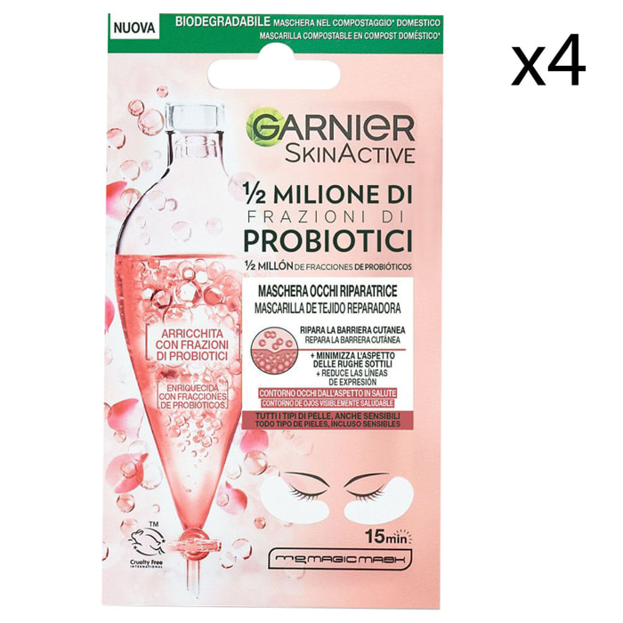 4x Maschera Occhi Riparatrice in Tessuto SkinActive 1/2 Milione di Frazioni di Probiotici Per Tutti i Tipi di Pelle