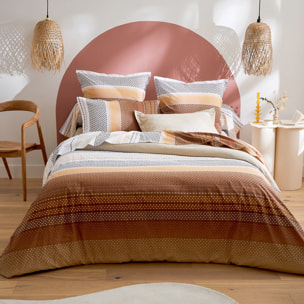 Housse de couette esprit géométrique en coton - Cuivre