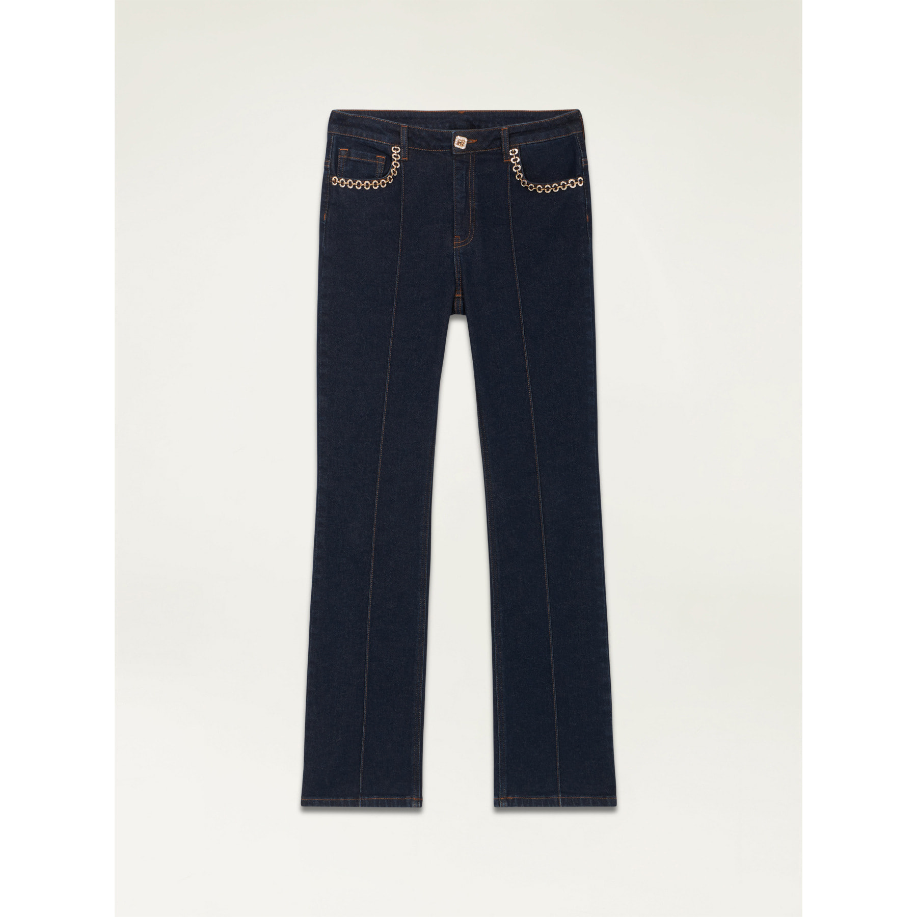 Oltre - Regular jeans with jewel chains - Azul