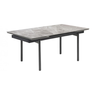Table extensible en céramique gris brillant L160/240cm pieds métal - UNIK