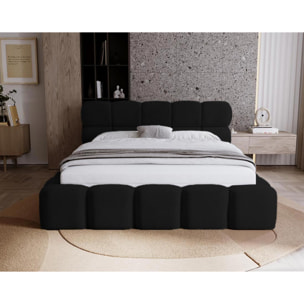 Mariposa - lit coffre - 180x200 cm - sommier inclus - en velours - Noir
