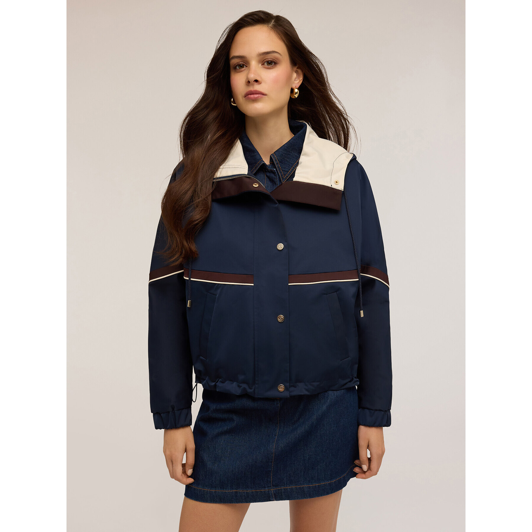 Motivi - Chaqueta de nylon con capucha - Azul