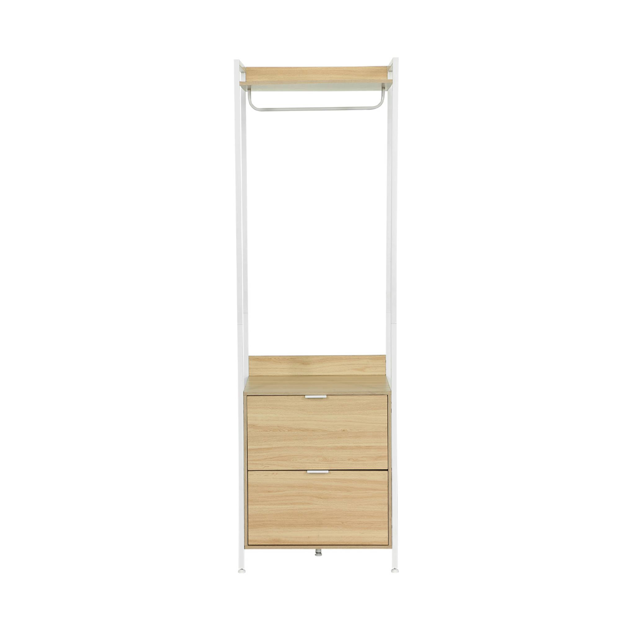 Module dressing blanc avec 1 penderie. 2 tiroirs et 1 étagère. L 60 x P 48 x  H 190 cm