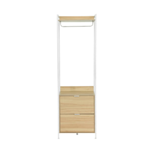 Module dressing blanc avec 1 penderie. 2 tiroirs et 1 étagère. L 60 x P 48 x  H 190 cm