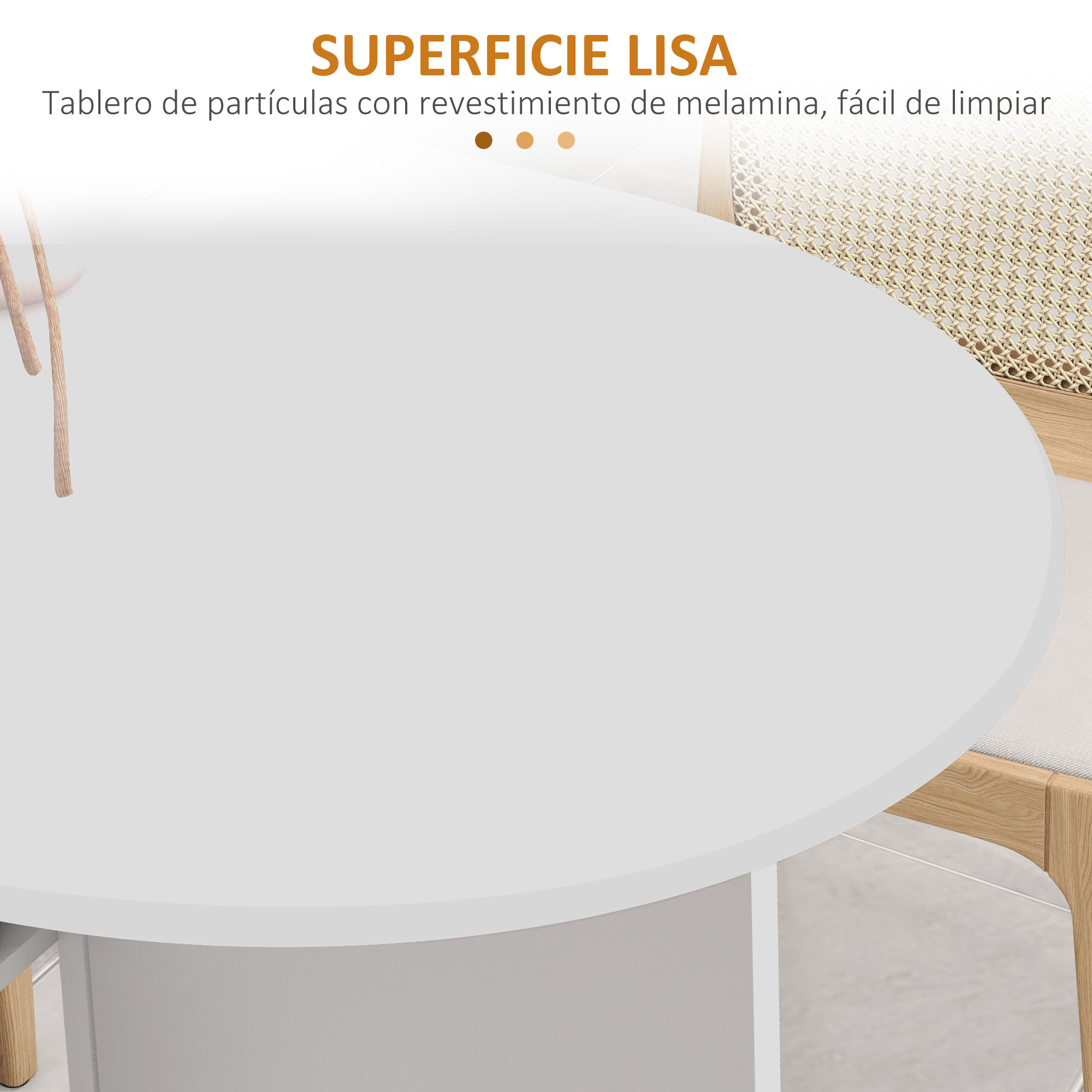 Mesa de Comedor Plegable Mesa de Cocina Moderno con Ruedas Laterales Abatibles y 2 Estantes Abiertos Carga 80 kg 120x60x77 cm Blanco