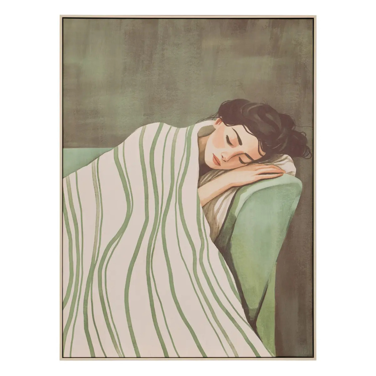 Toile encadrée Mona carré 58x78cm vert