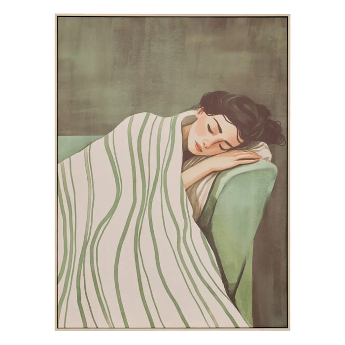 Toile encadrée Mona carré 58x78cm vert