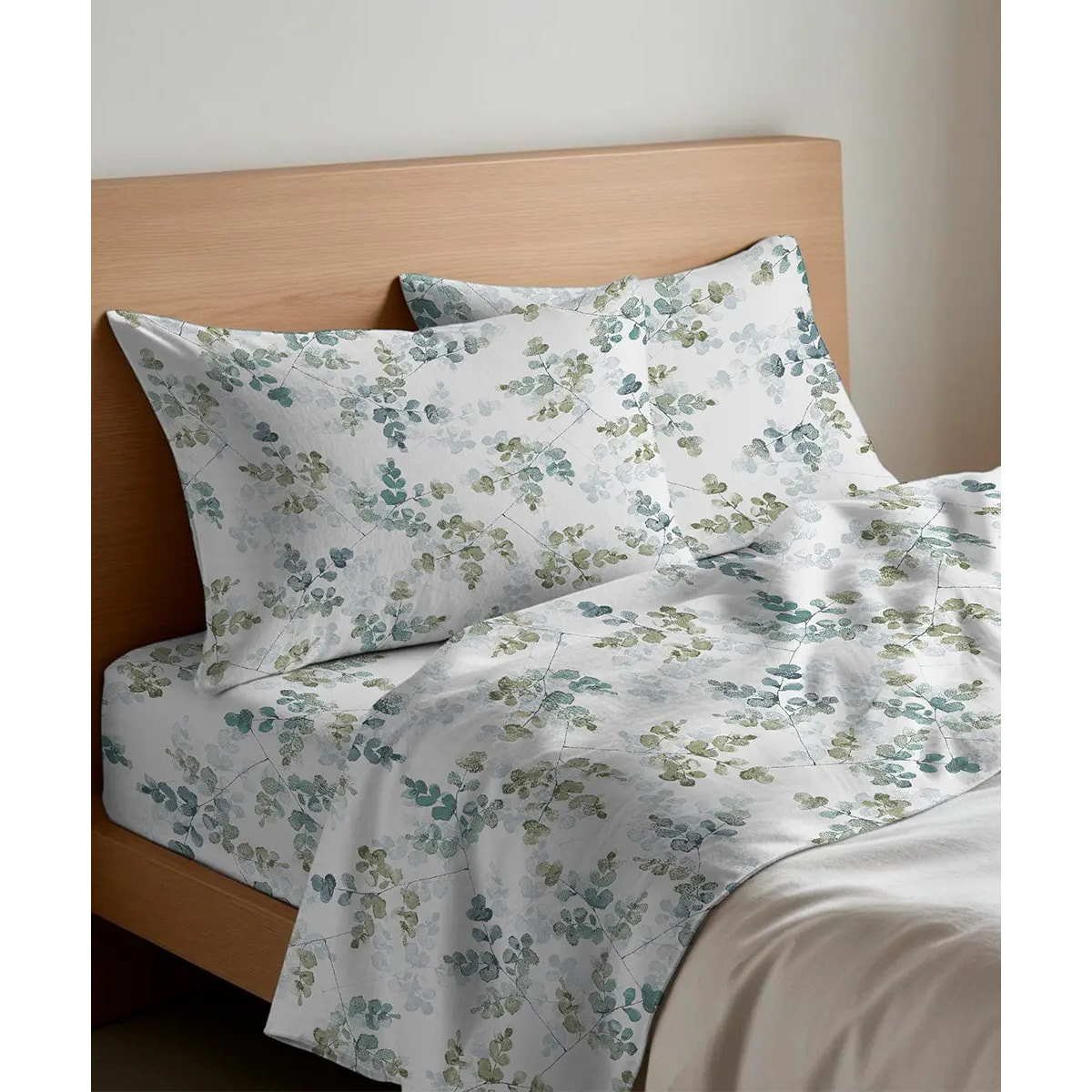 Completo Lenzuola PETALO VERDE 100% Cotone e Made in Italy floreale primavera