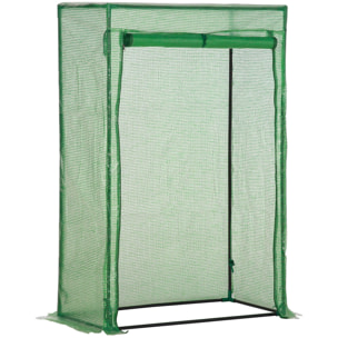 Serre de jardin serre à tomates porte zippée déroulante - 1x0,5x1,5m - acier PVC vert