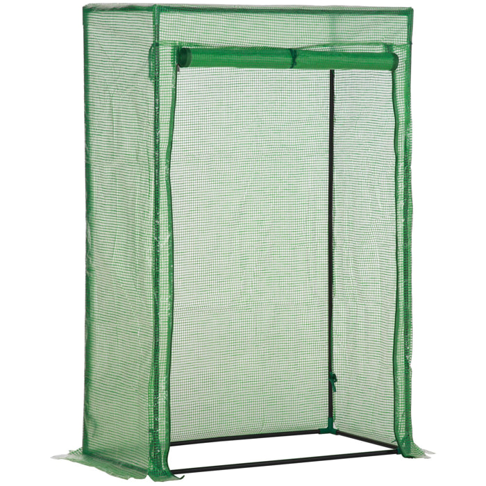 Serre de jardin serre à tomates porte zippée déroulante - 1x0,5x1,5m - acier PVC vert