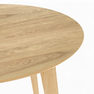 Table et chaises 4 personnes en tissu taupe et bois - Réno