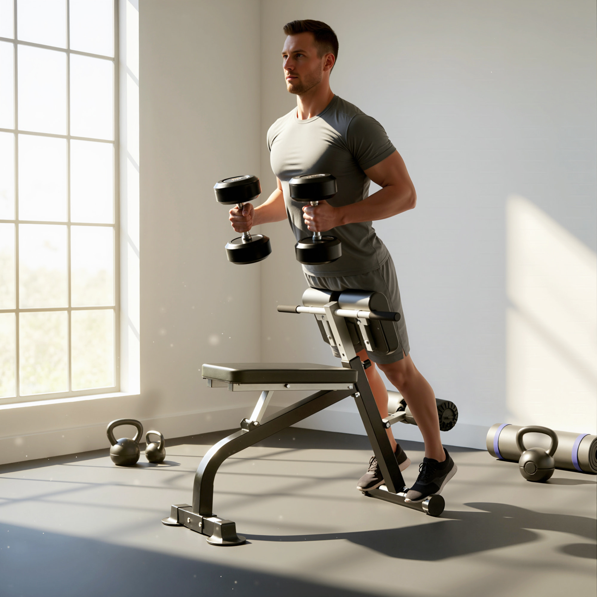 Banc de musculation pliable réglable - banc à abdominaux et lombaires - noir
