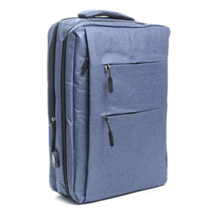 Zaino da cabina multiscomparto, porta laptop 17''. Adattabile a Trolley. Presa USB esterna nascosta.