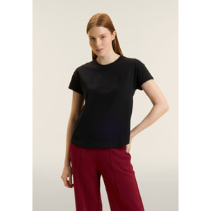 T-shirt con Maniche ad Aletta e Logo Ricamato