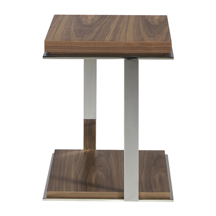 Mesa de rincón Angel Cerda de nogal y acero 45x45x55cm