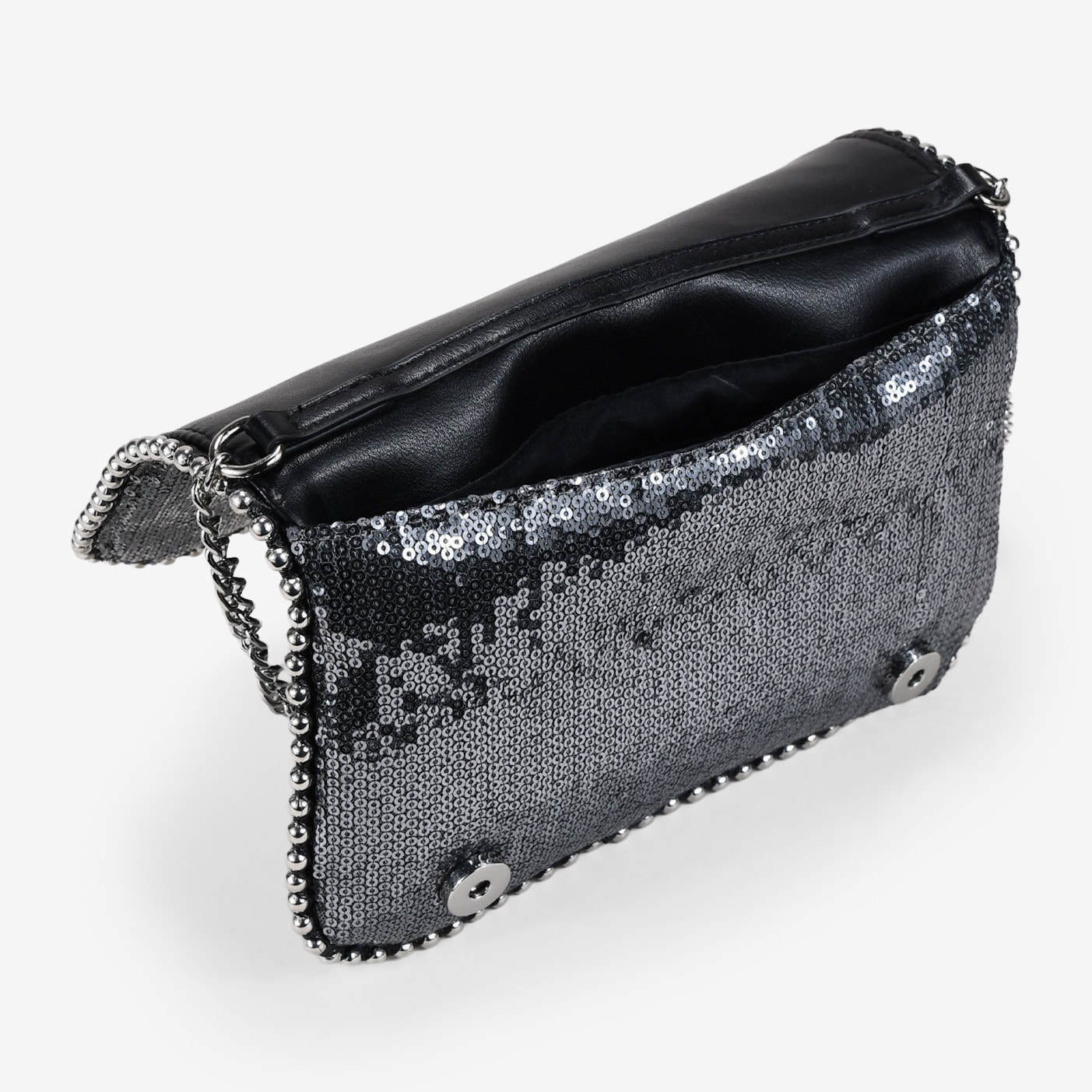 Bolso de hombro plomo con cadena