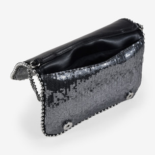 Bolso de hombro plomo con cadena