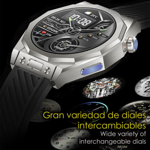 DAM Smartwatch Z83 Max triple pulsera. Pantalla AMOLED, split screen, llamadas BT. Temperatura, tensión, etc. Modos deportivos. 4,4x1,27x5,5 Cm. Color: Negro