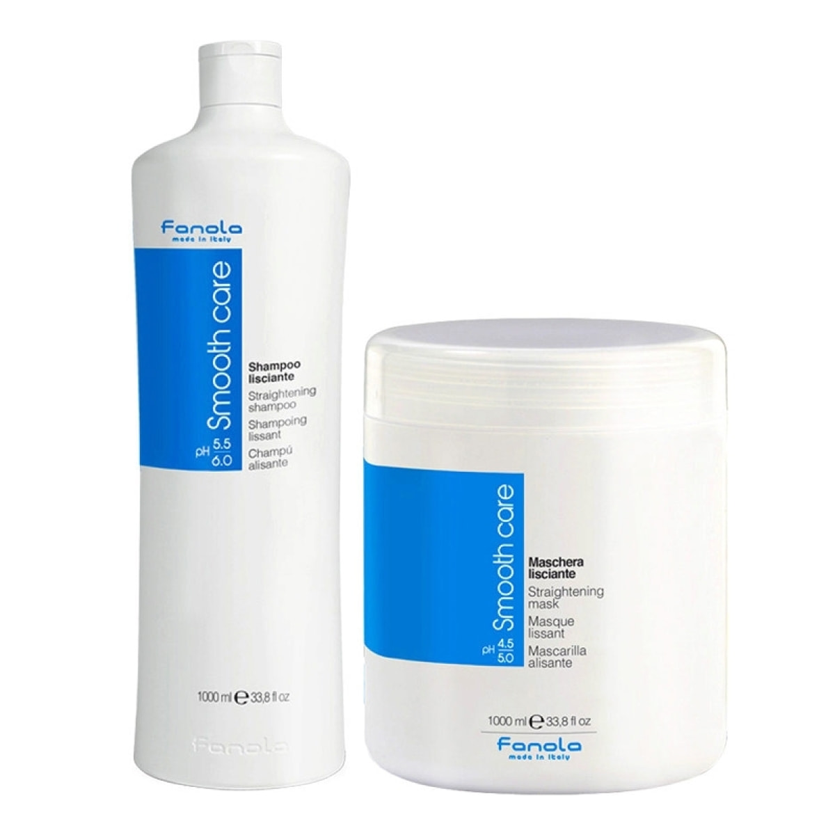 FANOLA Kit Shampoo Lisciante 1000ml + Maschera Lisciante 1000ml