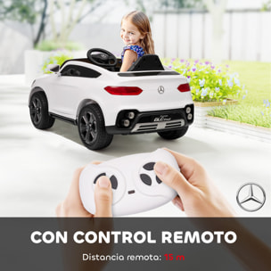 Coche Eléctrico para Niños Mercedes-Benz GLC, Coupé Coche de Batería 12V con Mando a Distancia 2,4 G Motor Doble Arranque Progresivo 3â€“5 km/h Uso 80 Min MP3 Bocina y Faros LED 3-6 Años Blanco