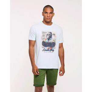 Camiseta Manga Corta Azul Claro - Gorileng